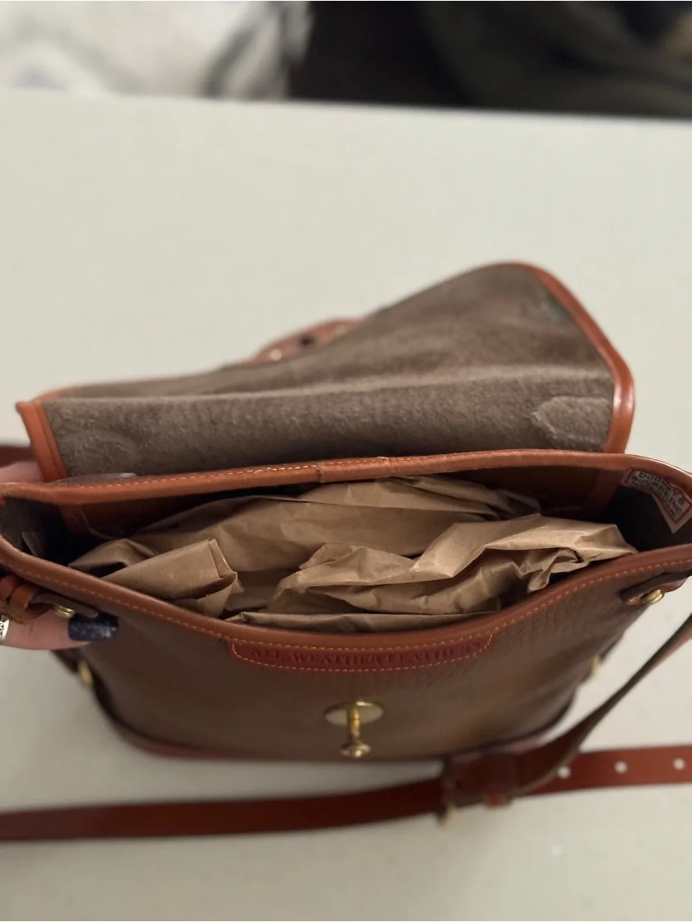 Vintage Dooney & Bourke All-Weather Leather Carrier Flap Crossbody Bag